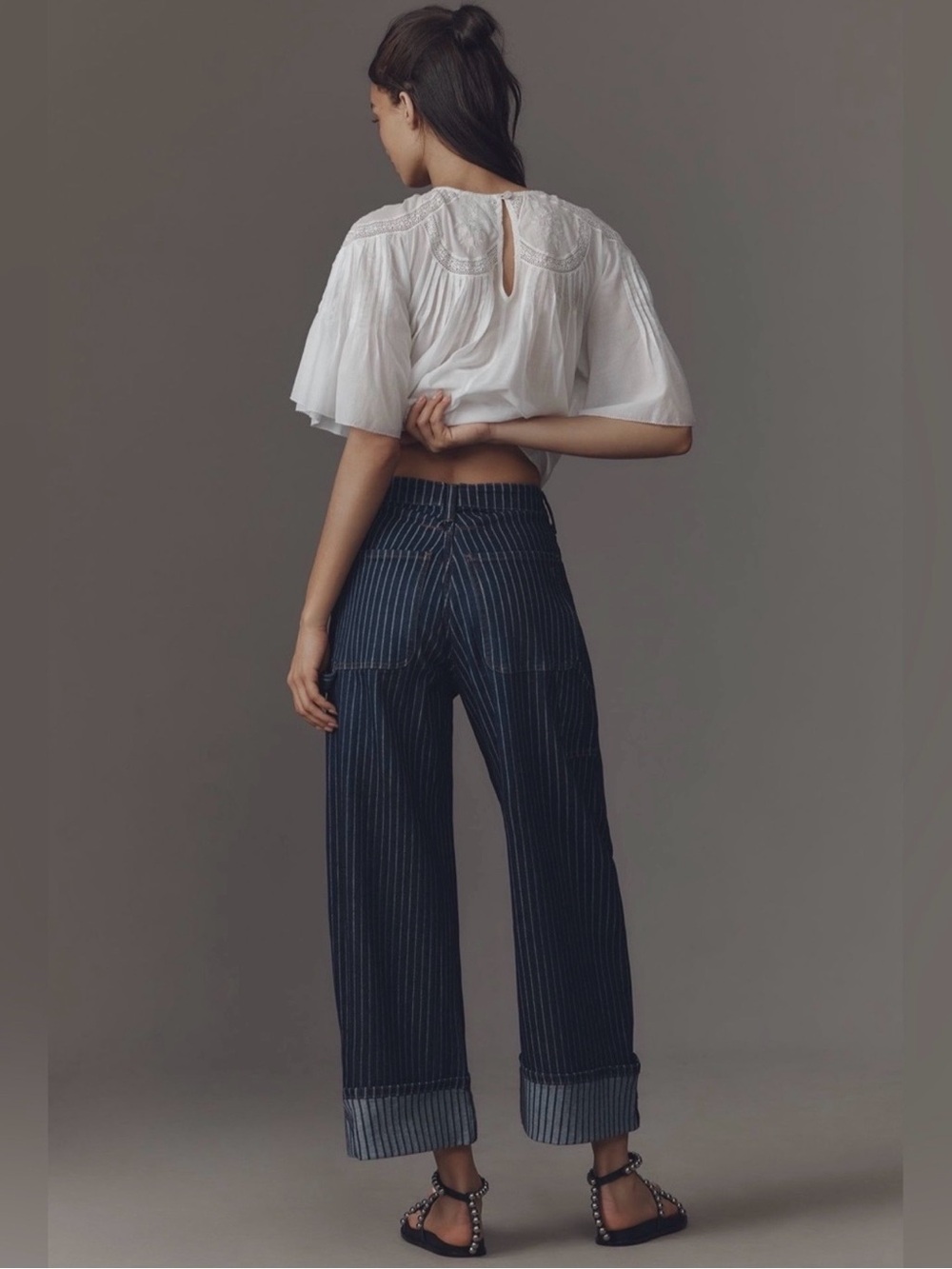 Pilcro by Anthropologie Kayden High-Rise Railroad Stripe Carpenter Barrel Jeans - Picture 2 of 9